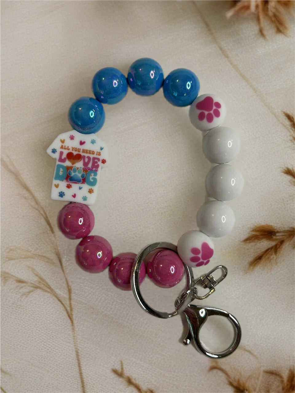 Acrylic and silicone Beaded Keychain Wristlet