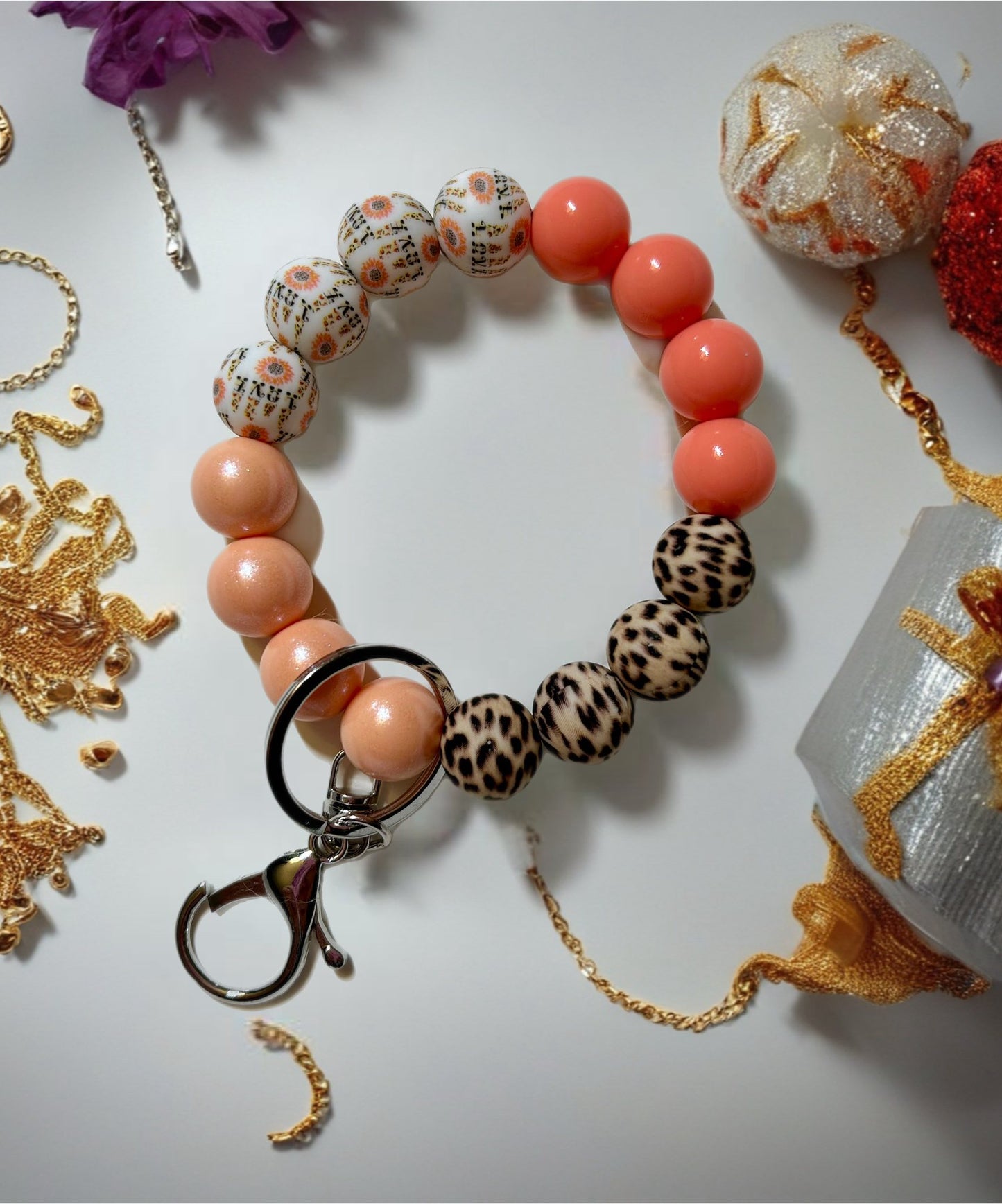 Silicone Beaded Keychain Wristlet