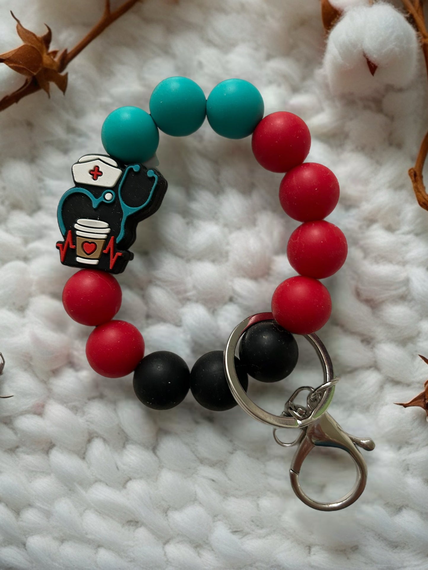 Silicone Beaded Keychain Wristlet
