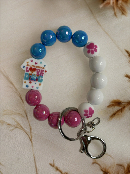 Acrylic and silicone Beaded Keychain Wristlet