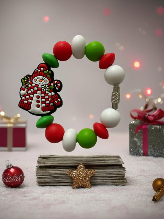 Beaded cup charm Christmas snowman